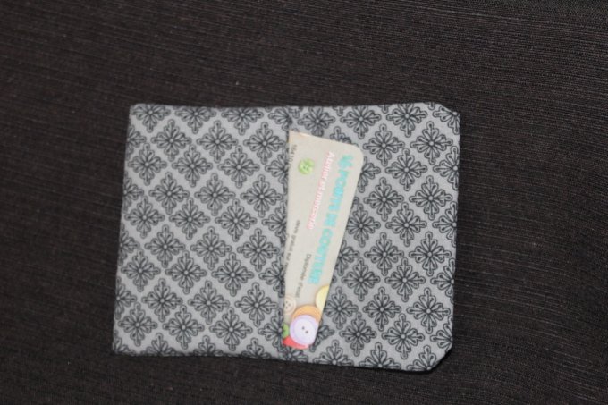 Porte carte bleu ou carte fidélité en coton oeko-tex imprimé gris 