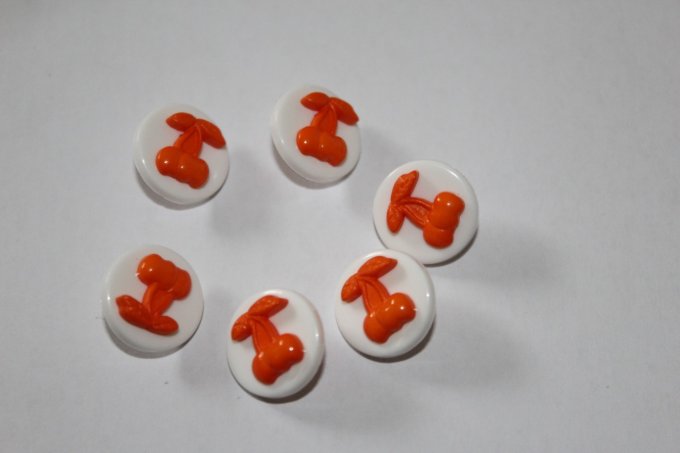 lot de 6 boutons décoratifs, motif fruit cerise orange  accessoires de mercerie  